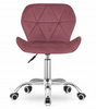 Tapicerowane krzesło biurowe na kółkach różowe AVOLA - Obrotowy welurowy fotel biurowy