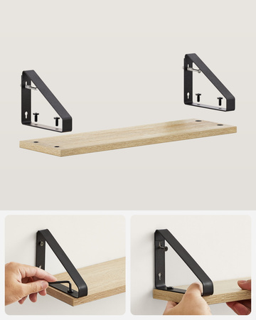 Półki ścienne do salonu - Wiszące półki na ścianę - Zestaw półek (Dąb Sonoma) VASAGLE LWS033B11