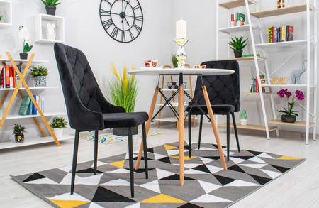 Czarne krzesła Glamour do jadalni CAPRI (3 sztuki) - Tapicerowane krzesła pikowane