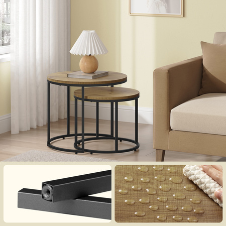 Zestaw 2 stolików kawowych okrągłych - Loftowy podwójny stolik kawowy