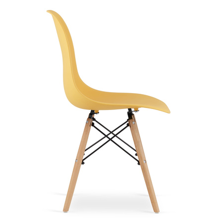 Plastikowe krzesło OSAKA - Nowoczesne, musztardowe krzesło na jasnych nogach