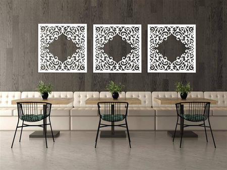 DEKORACYJNY PANEL AŻUROWY, FLOREALI, DEKORACJA ŚCIENNA 3D, ORNAMENT, DYPTYK, BIAŁY