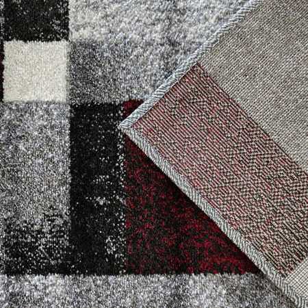 Nowoczesny dywan geometryczny szary z czerwonymi elementami OTTO 09 - 200x290 cm