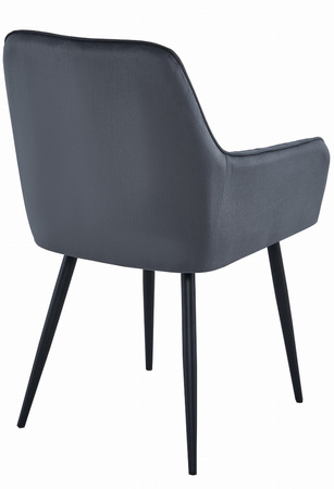 Ciemnoszare krzesło SOLDEN - Nowoczesne, tapicerowane krzesło z podłokietnikami