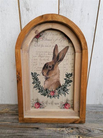 RUSTYKALNA DEKORACJA ŚCIENNA, ZAJĄC, VINTAGE, RETRO STYL