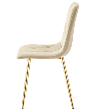 "Krzesło LIBRA - jasny beż aksamit / nogi kolor złoty x 4"