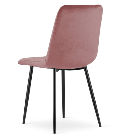 "Krzesło LAVA - różowy aksamit / nogi czarne x 4"