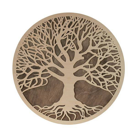 AŻUROWA, DWUWARSTWOWA DEKORACJA ŚCIENNA, DRZEWO ŻYCIA , BEJCA