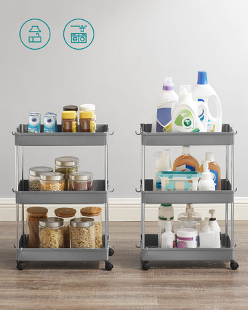 Szary regał na kółkach - Wózek półka na kółkach (3 półki) - SONGMICS KSC009G01