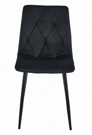 Czarne krzesło LIBRA z aksamitu - Tapicerowane krzesło glamour z czarnymi nogami
