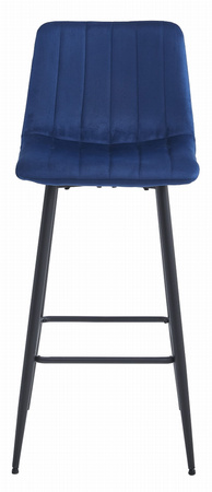 Granatowe hokery POZZA - Tapicerowane, wysokie krzesła barowe z oparciem x3