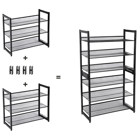 3-poziomowa półka na buty - Czarna szafka na buty do przedpokoju - Regał - SONGMICS LMR03B