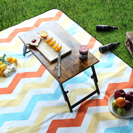 Loftowy stolik pod laptopa - czarne nóżki i brązowy blat - VASAGLE LLD104BY