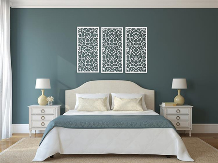 DEKORACYJNE PANELE AŻUROWE, ZESTAW 3 DEKORÓW, LOTOS STYLE, DEKORACJA ŚCIENNA 3D, 90 x 126 cm, ZŁOTY