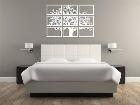 DEKORACYJNY TRYPTYK AŻUROWY, DRZEWO ŻYCIA, DEKORACJA ŚCIENNA 3D, MOZAIKA, ORNAMENT, 90 x 132 cm, BIAŁY