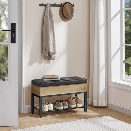 Pufa do przedpokoju ze schowkiem - Tapicerowana półka na buty (Dąb Sonoma) VASAGLE LSB046B11