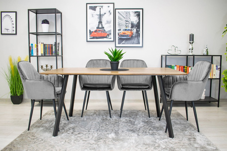 Szare tapicerowane krzesła z podłokietnikami do jadalni LUGO - Fotele do jadalni (2 sztuki)