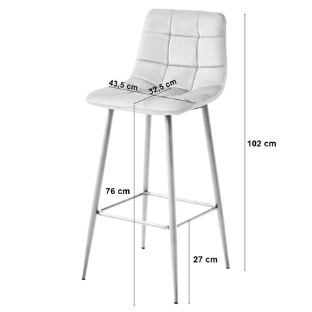 Tapicerowane krzesła barowe ARCETO - Czarne hokery z oparciem w stylu glamour (zestaw 3)