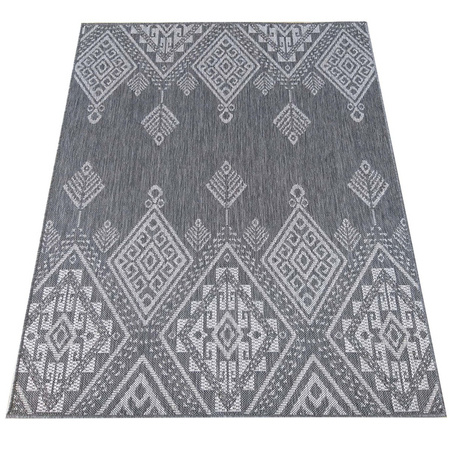 Dywan geometryczny zewnętrzny sznurkowy dwustronny ZARA 13 szary 160x230 cm