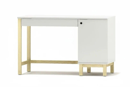 Biurko z szufladą i szafką VERYSIMPL B-MODEL-3/1SZ — drewniany stelaż, kolory, na wymiar