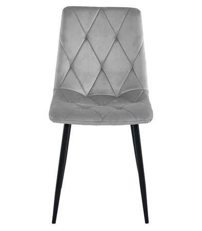 Pikowane krzesło glamour LIBRA - Welurowe krzesło w kolorze srebrnym / szarym