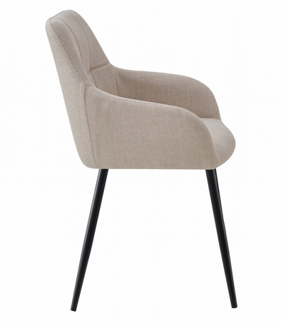 Beżowe krzesło BENI - Kubełkowe, tapicerowane krzesło z podłokietnikami