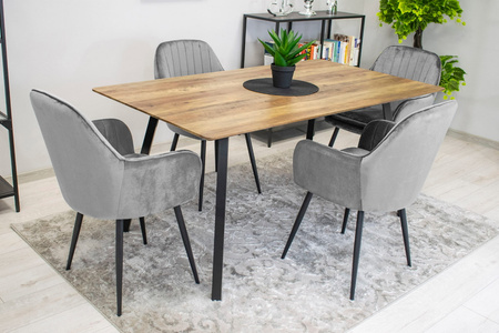 Szare tapicerowane krzesła z podłokietnikami do jadalni LUGO - Fotele do jadalni (2 sztuki)