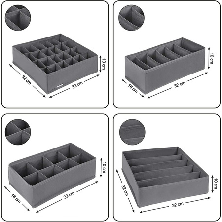 Organizer do szuflady na bieliznę - Przegródki - SONGMICS RUS04GY