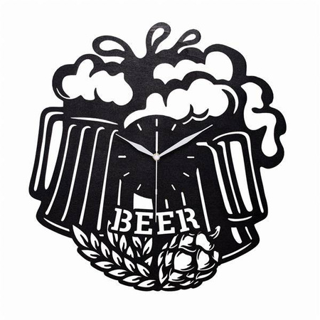 Oryginalny zegar ścienny z motywem kufla piwa BEER, kolor czarny, ORNAMENTI