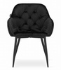 Czarne krzesła welurowe FORIO - Tapicerowane krzesła z podłokietnikami do jadalni (zestaw 2)