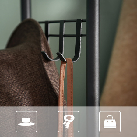 Stojący wieszak na ubrania z półkami - Garderoba stojąca, rustykalny stojak VASAGLE HSR81BX