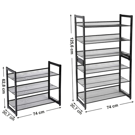 3-poziomowa półka na buty - Czarna szafka na buty do przedpokoju - Regał - SONGMICS LMR03B