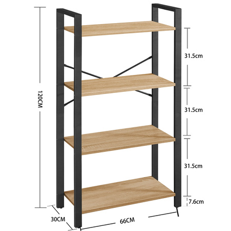 Brązowy regał na książki Loft - Rustykalny regał z półkami (Dąb Sonoma) VASAGLE LLS060B11