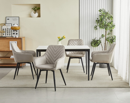 "Krzesło NANA360 - ciemny beż aksamit / nogi czarne x 1"