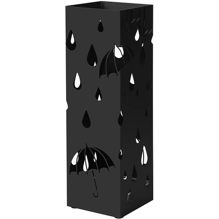 Czarny metalowy parasolnik - Nowoczesny stojak na parasole - SONGMICS LUC49B