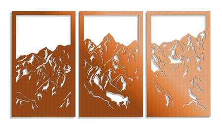 DEKORACYJNY PANEL AŻUROWY, GÓRY, DEKORACJA ŚCIENNA 3D, ORNAMENT, 80 x 150 cm, BIAŁY