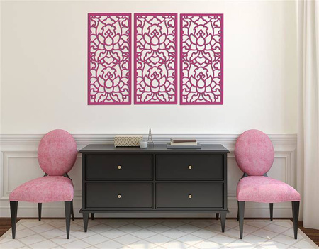 DEKORACYJNE PANELE AŻUROWE, ZESTAW 3 DEKORÓW, LOTOS STYLE, DEKORACJA ŚCIENNA 3D, 90 x 126 cm, CZARNY