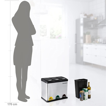 Kosz do segregacji śmieci - Duży srebrny kosz na śmieci - SONGMICS LTB24L