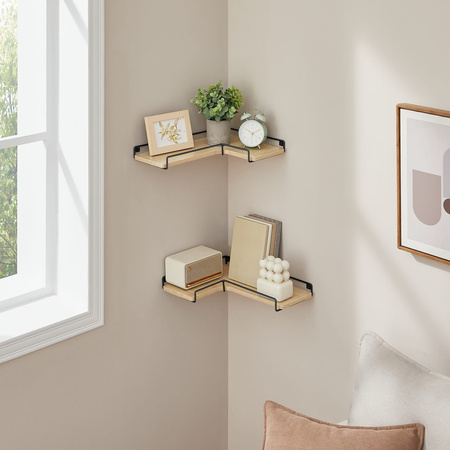 Rustykalne narożne półki ścienne - Zestaw 2 półek ściennych Loft (Dąb Sonoma) VASAGLE LLS831B11