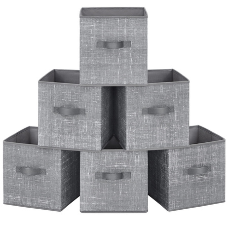 Szary organizer tekstylny do szafy z rączką 6 sztuk - SONGMICS ROB026G26V1