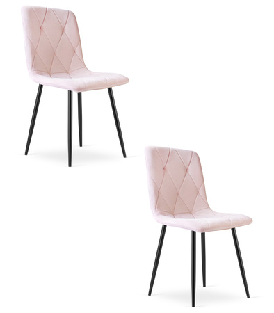 "Krzesło LIBRA - jasny róż aksamit / nogi czarne x 2"
