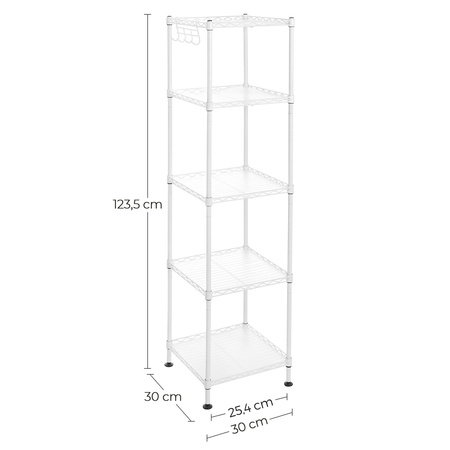 Biały regał łazienkowy - 5-poziomowa metalowa półka do łazienki - SONGMICS LGR023W01