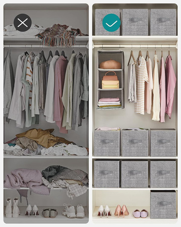 Szary organizer tekstylny do szafy z rączką 6 sztuk - SONGMICS ROB026G26V1