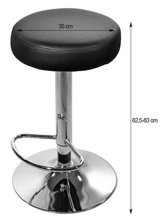 Stołek barowy z ekoskóry ROJST - Okrągły, obrotowy hoker z chromowaną podstawą
