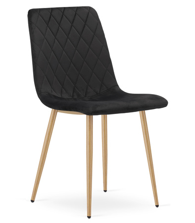 "Krzesło TURIN - czarny aksamit / nogi kolor drewna x 4"