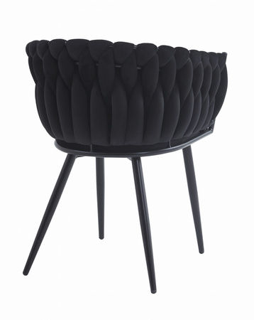 Czarne plecione krzesła ORION w stylu Glamour (2 sztuki) - Fotele typu Warkocz