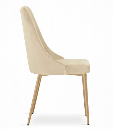 Beżowe krzesło IMOLA pokryte aksamitem - Tapicerowane krzesło do jadalni