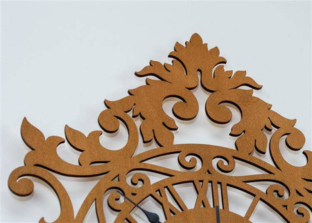 Zegar ścienny BENEDICT 50x62 cm z piękną ażurową tarczą w kolorze sosny, marka ORNAMENTI