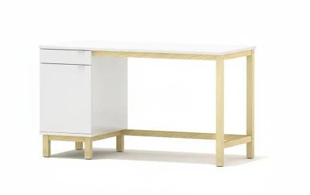 Biurko VERYSIMPL B-MODEL-4/1SZ – z szafką i szufladą, drewniany stelaż