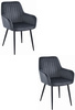 Nowoczesne krzesła SOLDEN - Ciemnoszare, welurowe krzesła z podłokietnikami (zestaw 2)